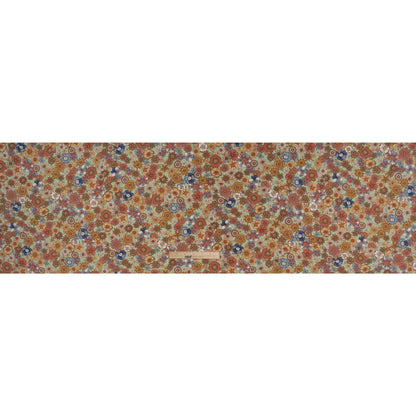 Rayon Challis Print - Red, Mustard Yellow and Mint Green Floral - Deadstock