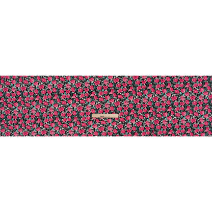 Rayon Challis Print - Pink, Black and Mint Green Abstracted Floral - Deadstock