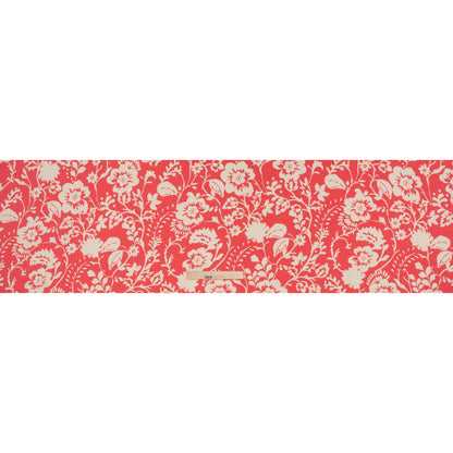 Rayon Challis Print - Coral Pink and Off White Floral - Deadstock