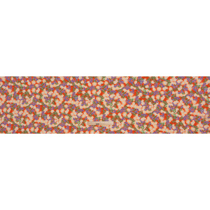 Rayon Challis Print - Saffron Orange, Purple and Green Tropical Floral - Deadstock
