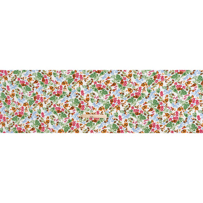 Rayon Challis Print - Sky Blue, Ruby Pink and Copper Brown Watercolor Floral - Deadstock