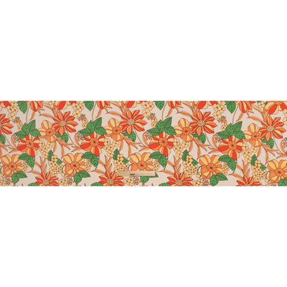 Rayon Challis Print - Peachy Orange, Mellow Yellow and Green Graphic Floral - Deadstock