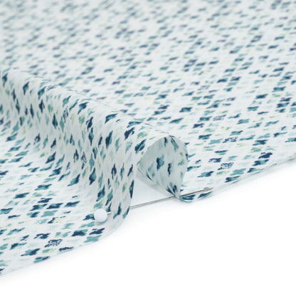 Rayon Challis Print - Navy Blue and Mint Green Abstract Geometric - Deadstock