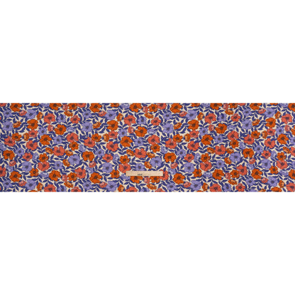 Rayon Challis Print - Burnt Orange and Purple Floral - Deadstock