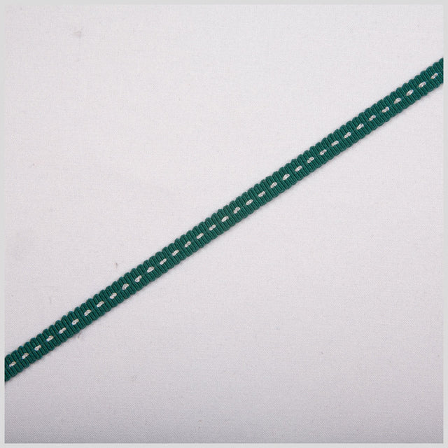 1/8" Dark Green Stitched Grosgrain Ribbon