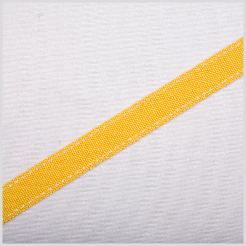 5/8" Yellow Stitched Grosgrain Ribbon