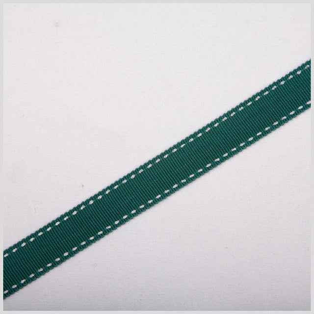 5/8" Dark Green Stitched Grosgrain Ribbon