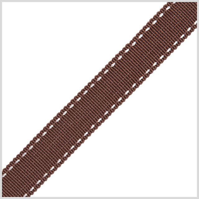 5/8" Brown Stitched Grosgrain Ribbon