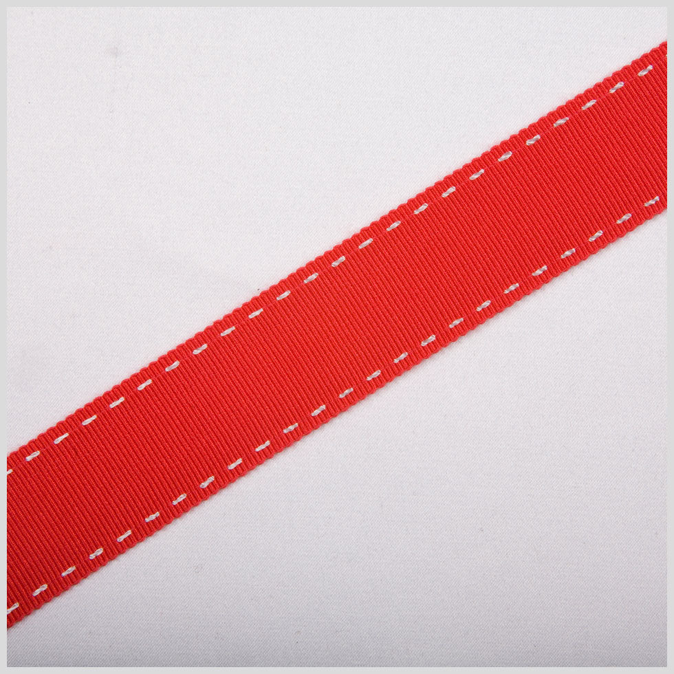7/8" Red Stitched Grosgrain Ribbon