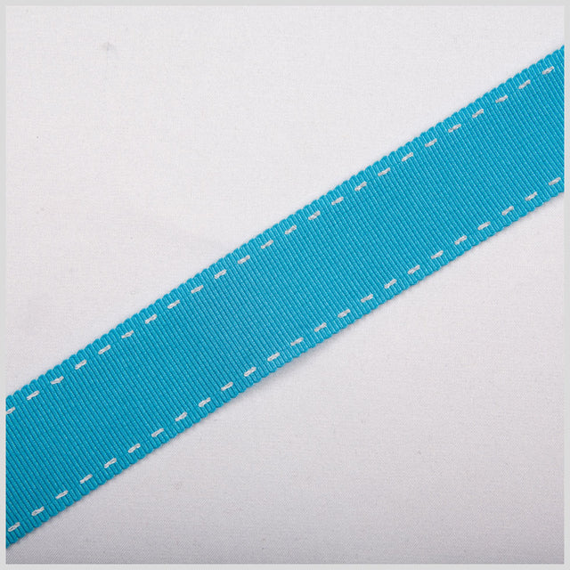 7/8" Turquoise Stitched Grosgrain Ribbon