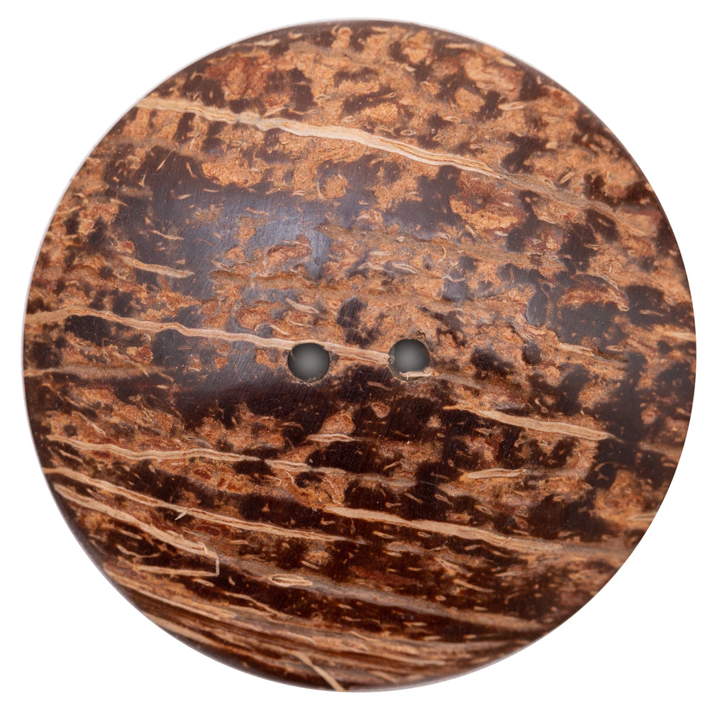 Natural and Silver Foiled 2-Hole Coconut Button - 70L/44.5mm Detail