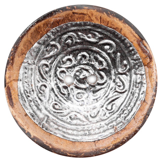 Natural and Silver Foiled 2-Hole Coconut Button - 70L/44.5mm