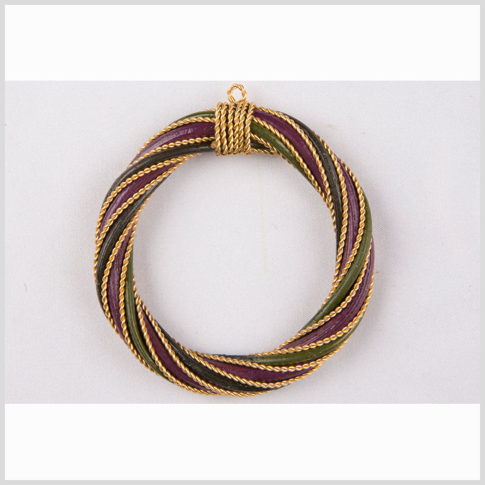 Purple/Olive/Light Olive Rattan Pendant