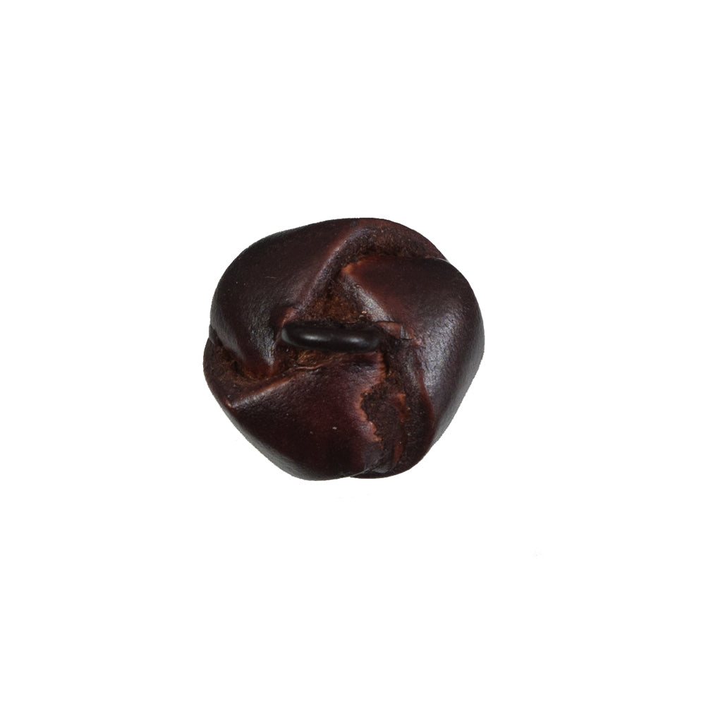 Antique Brown Knotted Leather Button - 24L/15mm Detail
