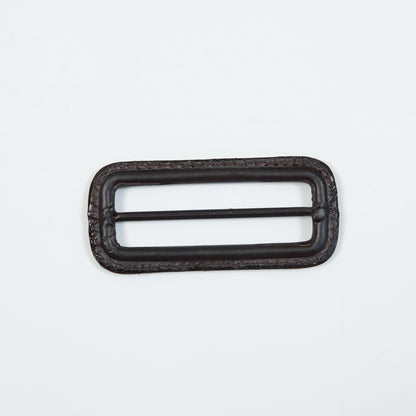 Antique Brown Leather Buckle - 3" x 1.375" Detail