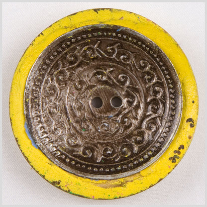 Yellow and Silver Foiled 2-Hole Coconut Button - 74L/47mm