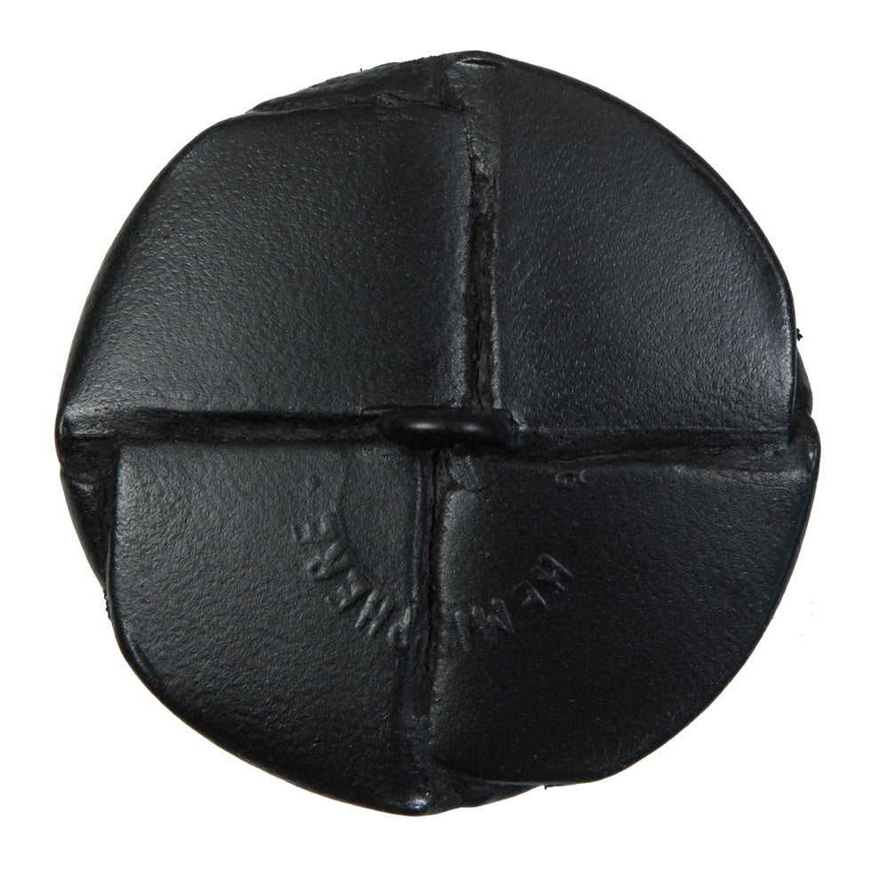 Black Leather Shank Back Button - 54L/34mm Detail