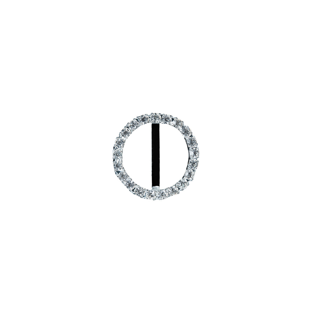 Swarovski Crystal and Silver Circular Rhinestone Slider - 1"