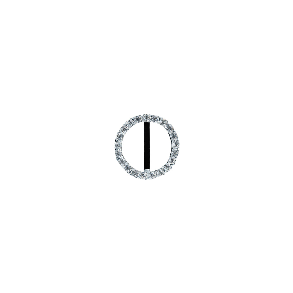 Swarovski Crystal and Silver Circular Rhinestone Slider - 0.75"