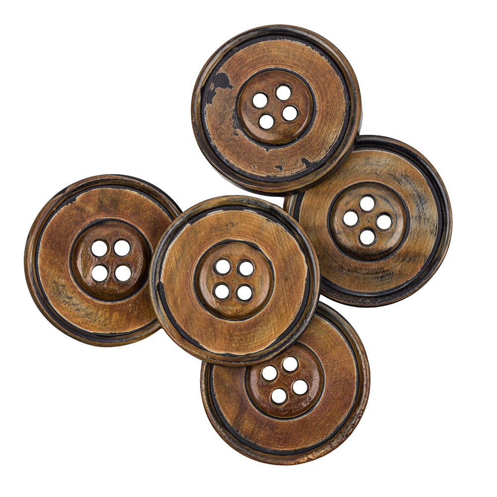 Brown Horn Coat Button - 44L/28mm Full