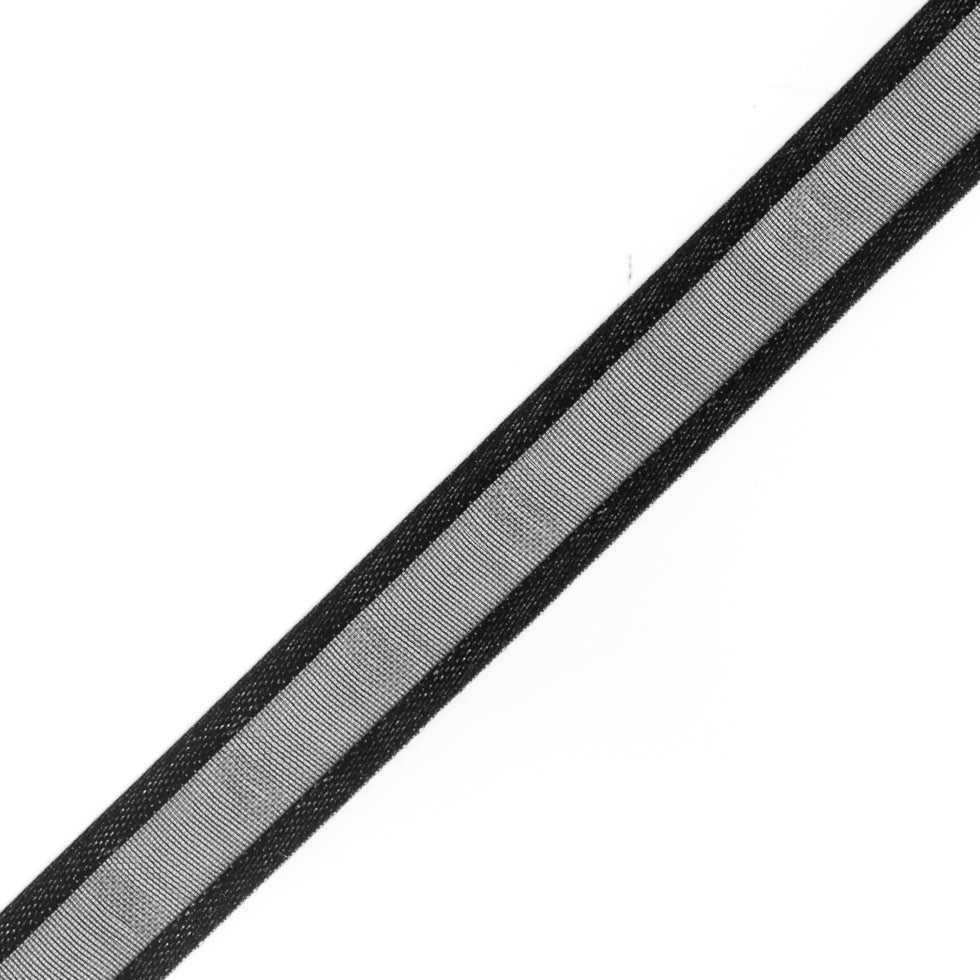 3/8" Black Sheer Ribbon with Double Faced Satin Edge Detail