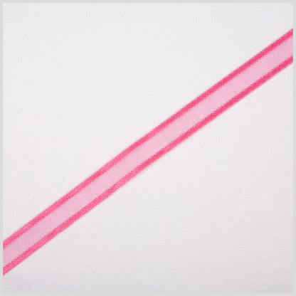 3/8" Shocking Pink Sheer Ribbon with Double Faced Satin Edge