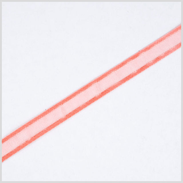 3/8" Light Coral Sheer Ribbon with Double Faced Satin Edge