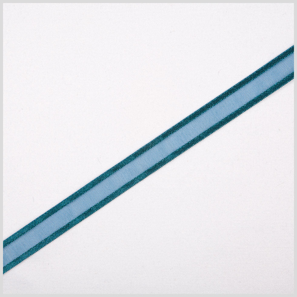 3/8" Teal Sheer Ribbon with Double Faced Satin Edge