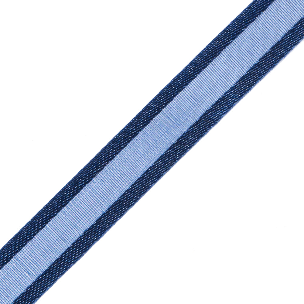 3/8" Navy Sheer Ribbon with Double Faced Satin Edge Detail