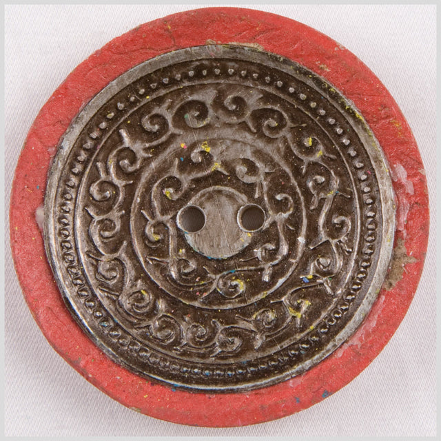 Red and Silver Foiled 2-Hole Coconut Button - 74L/47mm