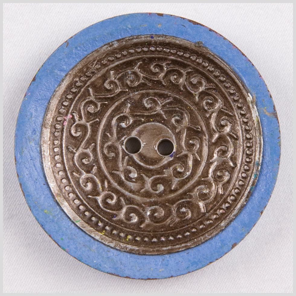 Light Blue and Silver Foiled 2-Hole Coconut Button - 74L/47mm