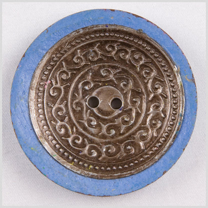 Light Blue and Silver Foiled 2-Hole Coconut Button - 74L/47mm