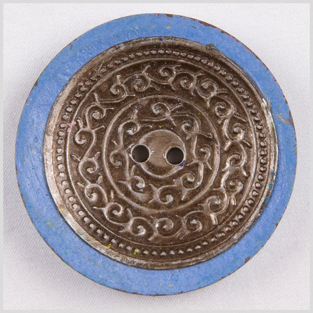 Light Blue and Silver Foiled 2-Hole Coconut Button - 74L/47mm