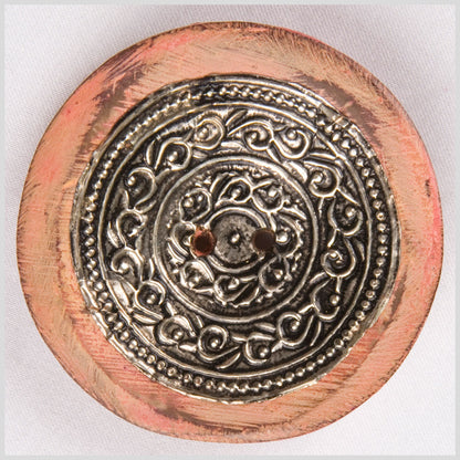 Light Orange and Silver Foiled 2-Hole Coconut Button - 74L/47mm