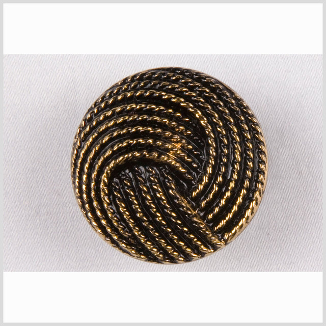 Black and Gold Knotted Glass Shank Back Button - 22L/14mm