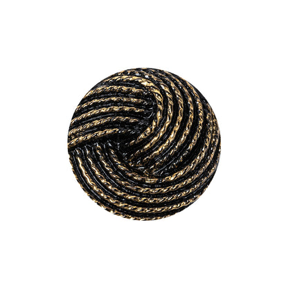Black and Gold Knotted Glass Shank Back Button - 36L/23mm