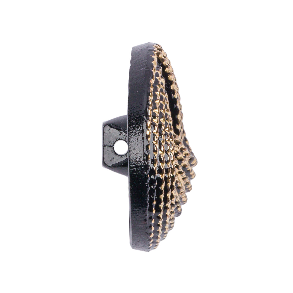 Black and Gold Knotted Glass Shank Back Button - 44L/28mm Folded