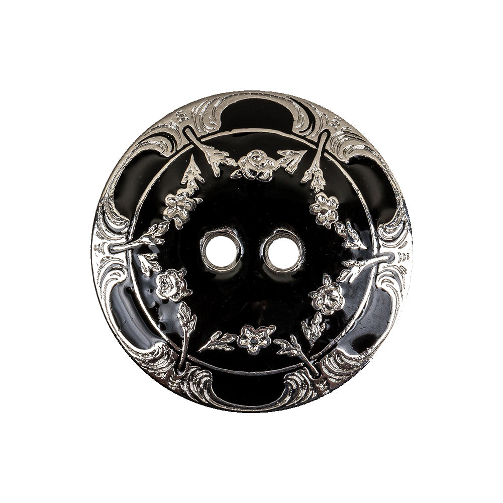 New Silver and Black Metal Coat Button - 40L/25.5mm