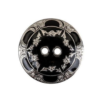 New Silver and Black Metal Coat Button - 40L/25.5mm