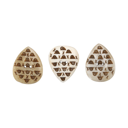 Natural Bone Abstract Leaf-Shaped 2-Hole Button - 60L/38mm Full