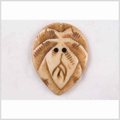 Natural Bone Abstract Leaf-Shaped 2-Hole Button - 66L/42mm