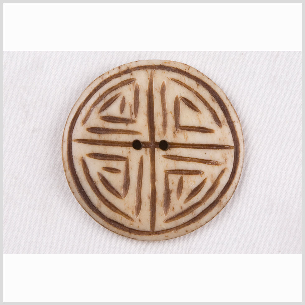 Natural Bone Primitive Pattern 2-Hole Button - 36L/23mm