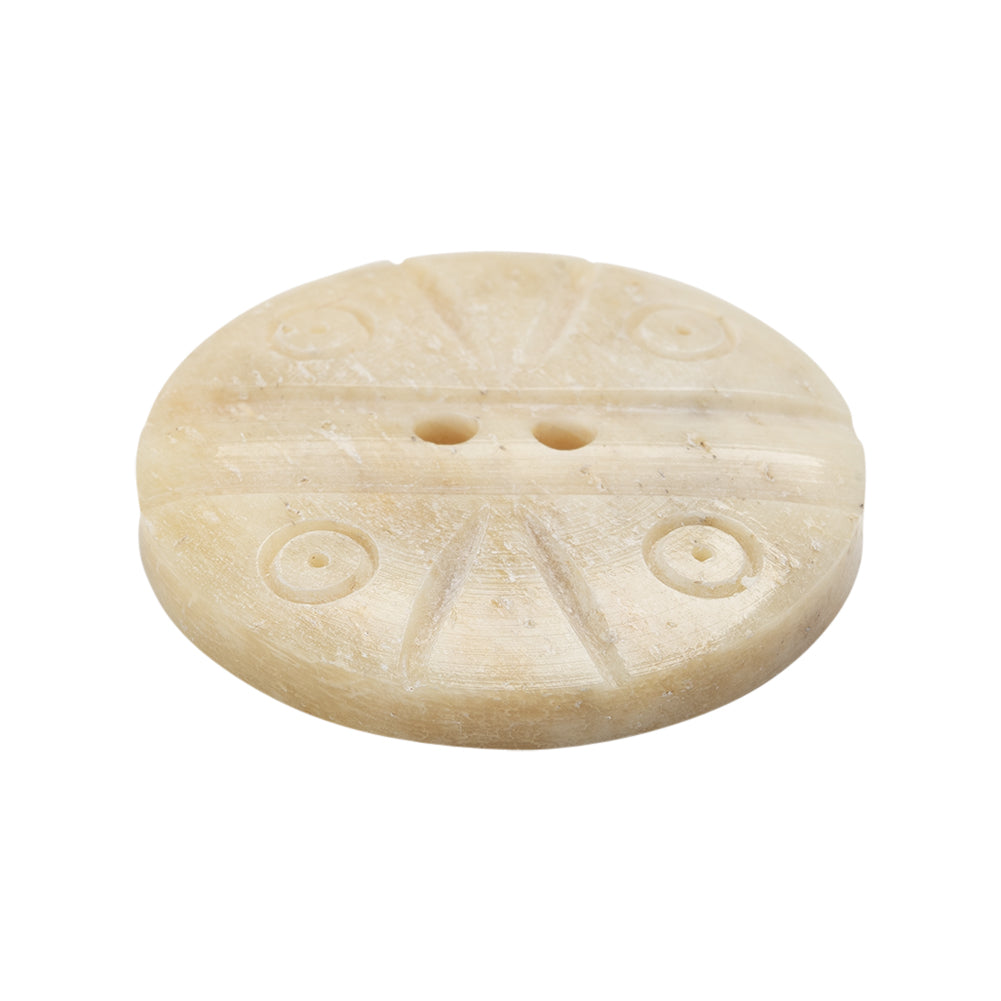 Natural Bone Carved 2-Hole Button - 44L/28mm Folded
