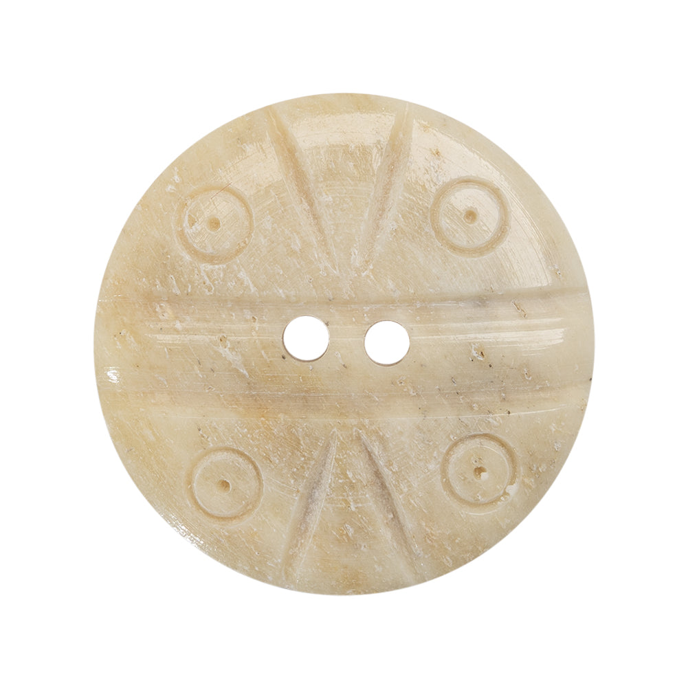 Natural Bone Carved 2-Hole Button - 44L/28mm
