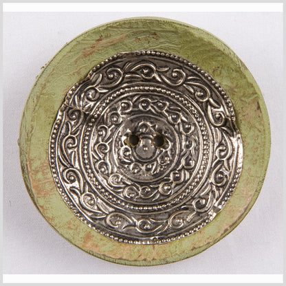 Light Green and Silver Coconut Button - 94L/60mm