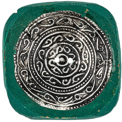 Hunter Green and Silver Foiled 2-Hole Coconut Button - 110L/70mm