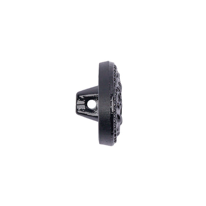 Black Floral Leaf Glass Shank Back Button - 28L/18mm Folded