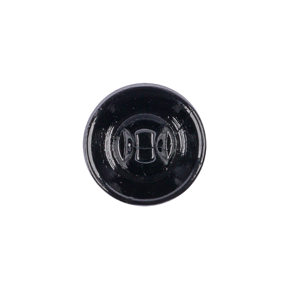 Black Floral Leaf Glass Shank Back Button - 28L/18mm Detail