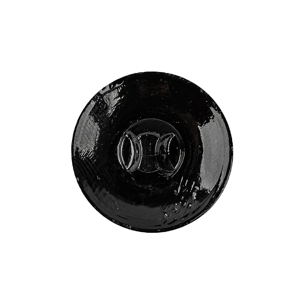 Black Floral Leaf Glass Shank Back Button - 36L/23mm Detail