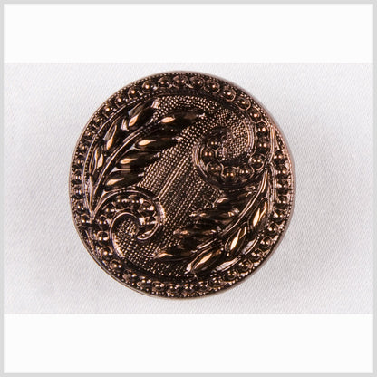 Copper Floral Leaf Glass Shank Back Button - 36L/23mm